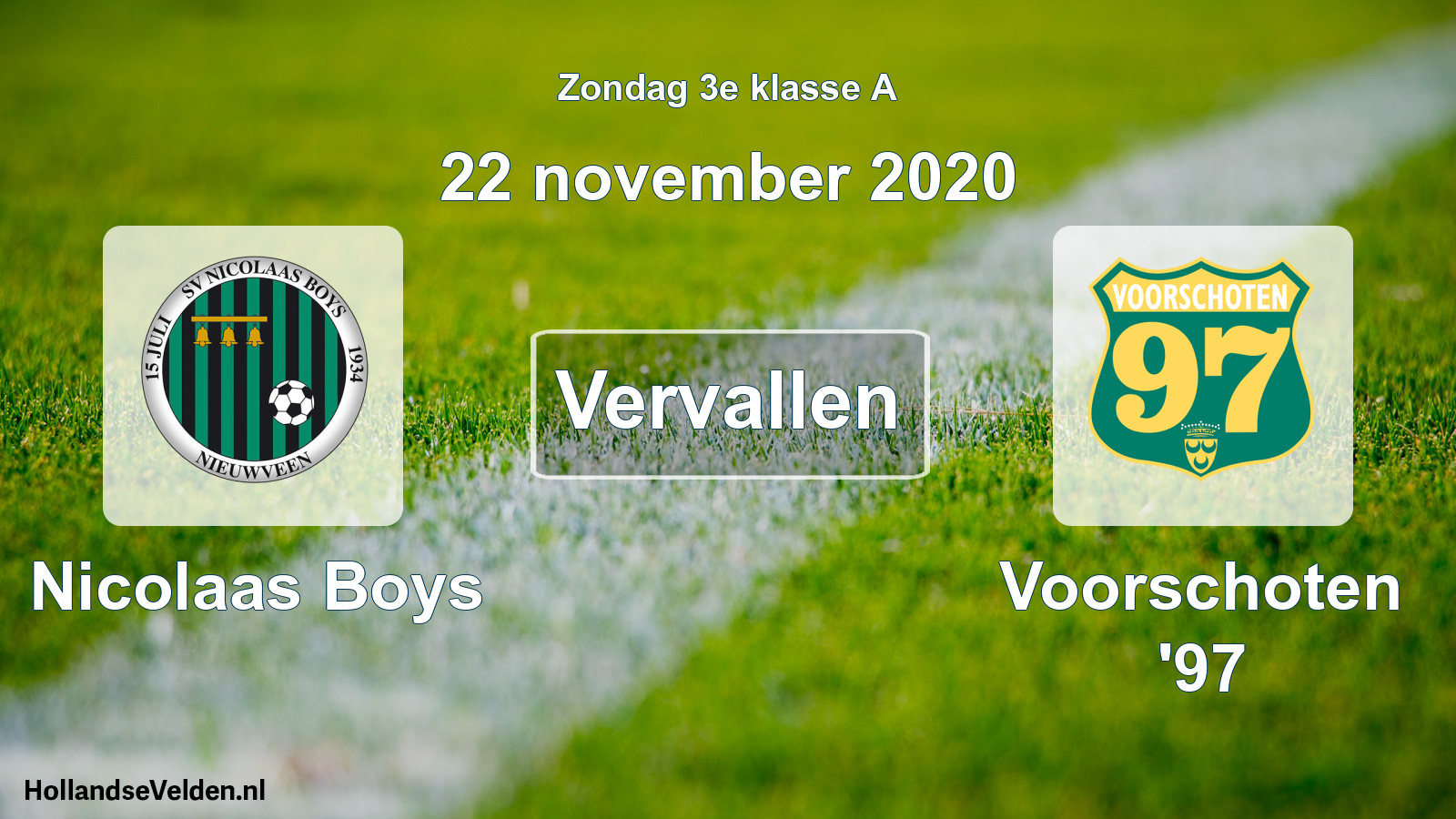 Scheduled Match: Nicolaas Boys - Voorschoten '97 (22 November 2020)