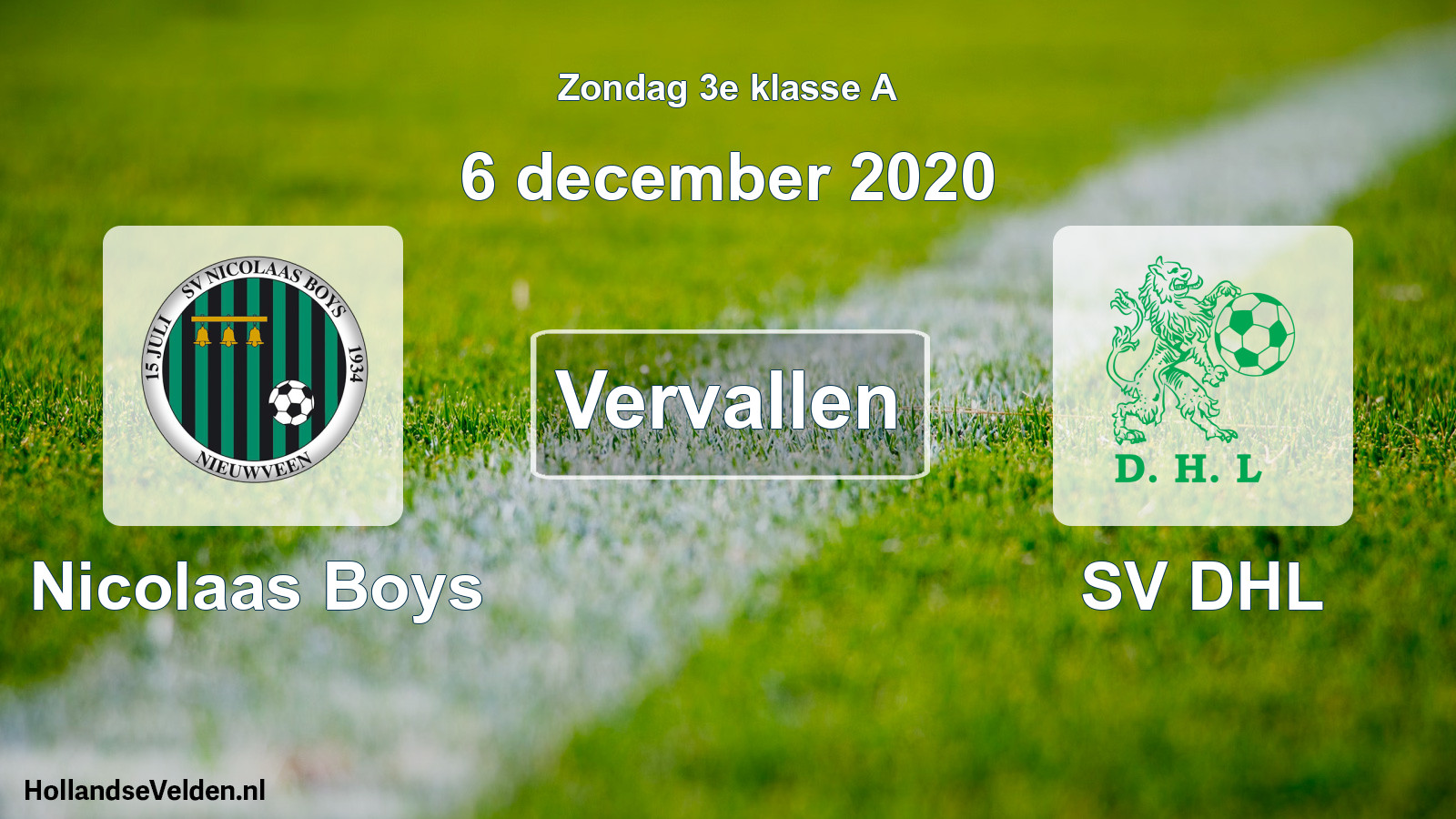 Scheduled Match: Nicolaas Boys - SV DHL (6 December 2020)