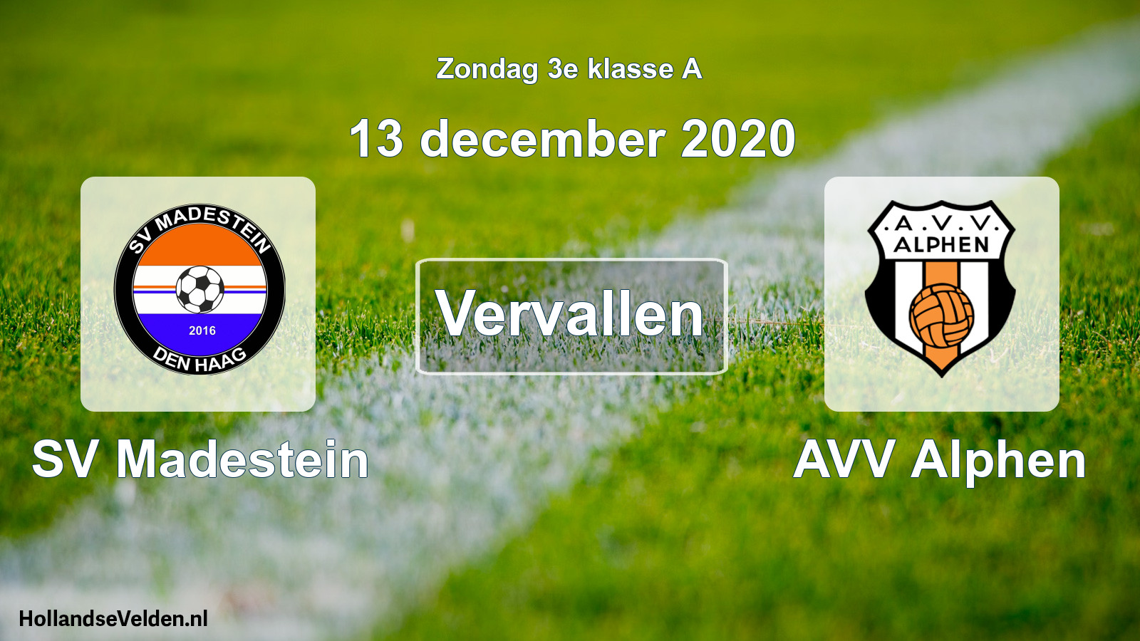 Scheduled Match: SV Madestein - AVV Alphen (13 December 2020)