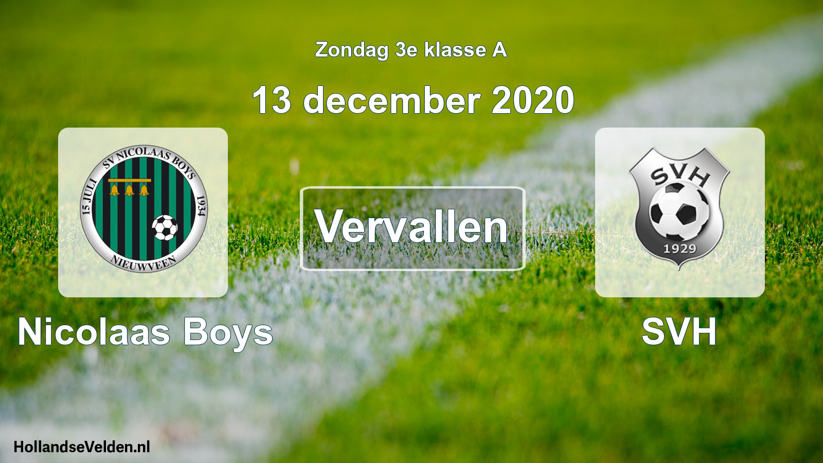 Scheduled Match: Nicolaas Boys - SVH (13 December 2020)
