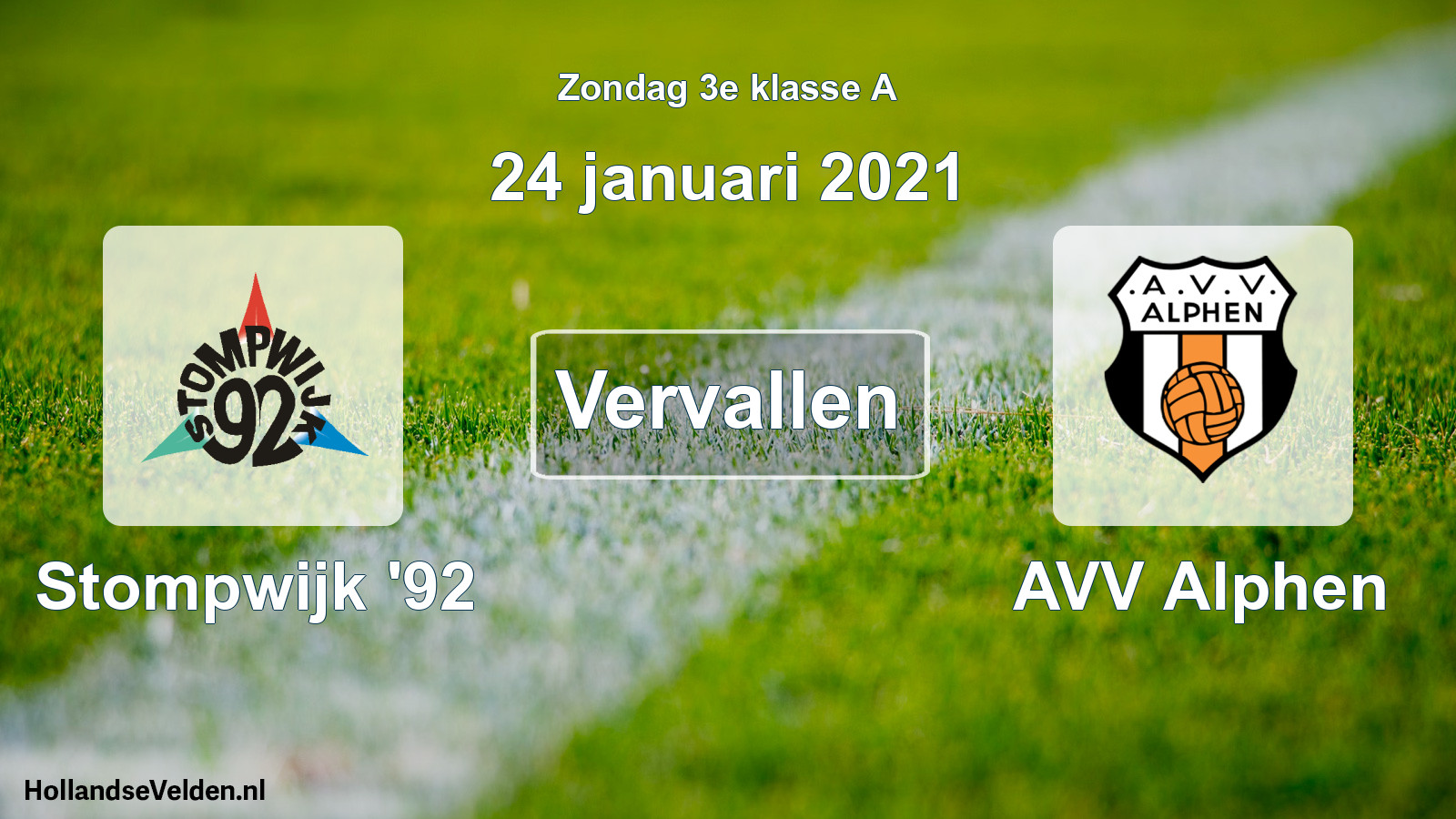 Scheduled Match: Stompwijk '92 - AVV Alphen (24 January 2021)