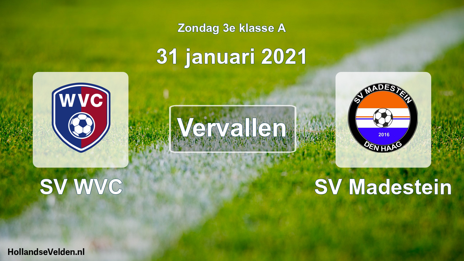 Scheduled Match: SV WVC - SV Madestein (31 January 2021)