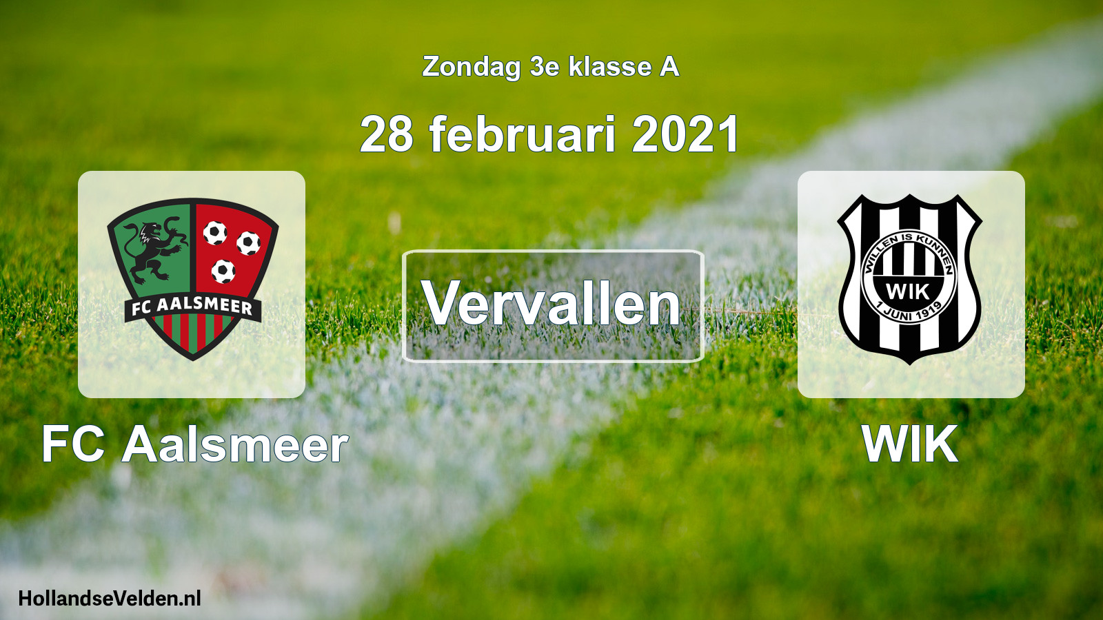 Scheduled Match: FC Aalsmeer - WIK (28 February 2021)