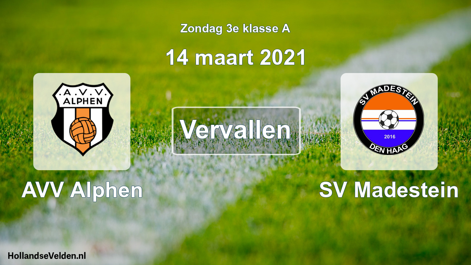 Scheduled Match: AVV Alphen - SV Madestein (14 March 2021)