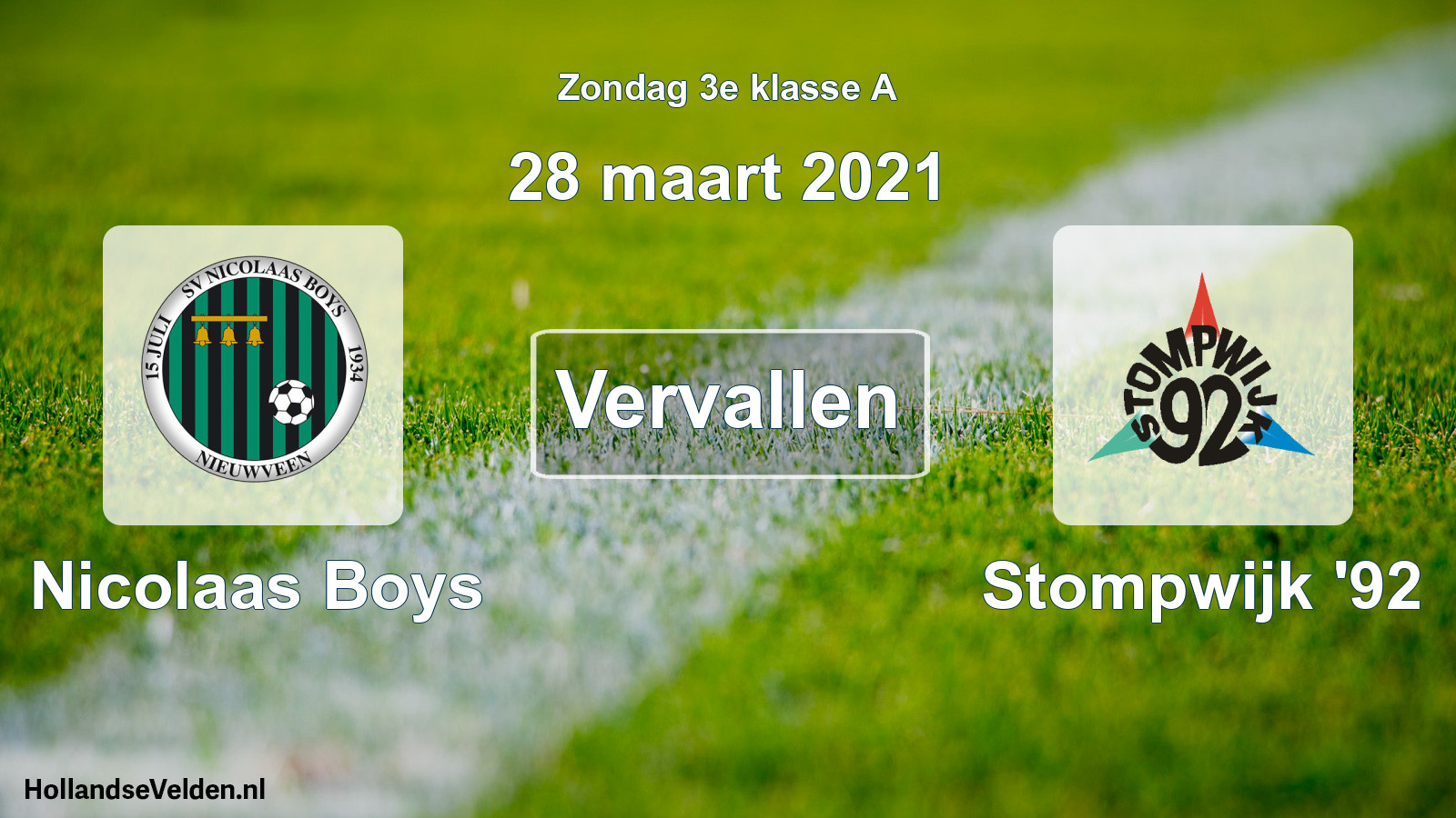 Scheduled Match: Nicolaas Boys - Stompwijk '92 (28 March 2021)