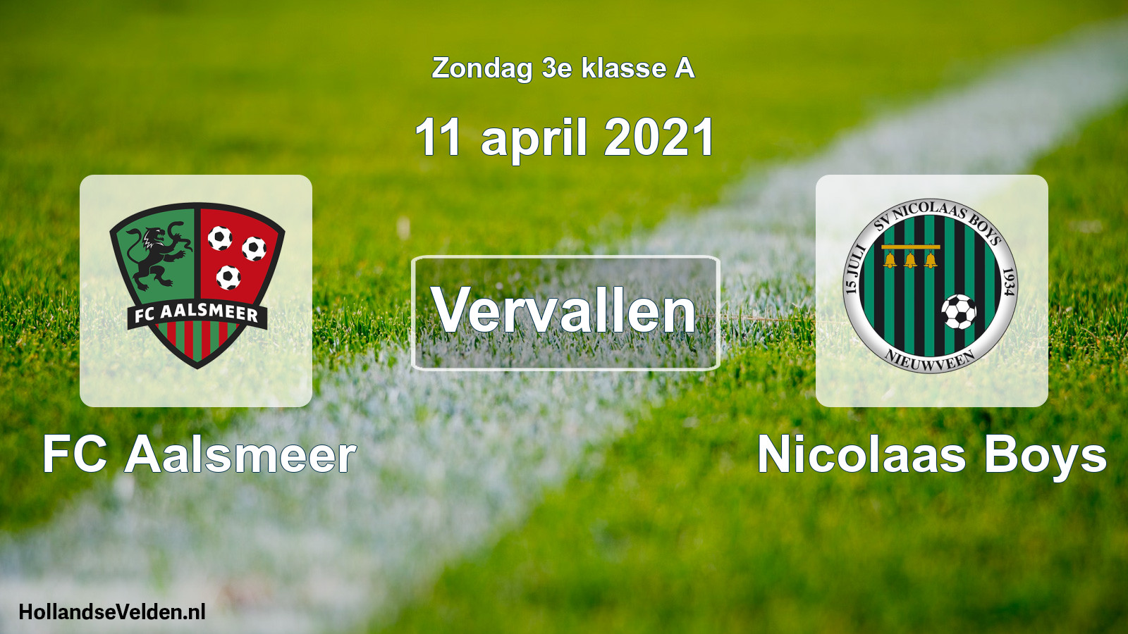 Scheduled Match: FC Aalsmeer - Nicolaas Boys (11 April 2021)