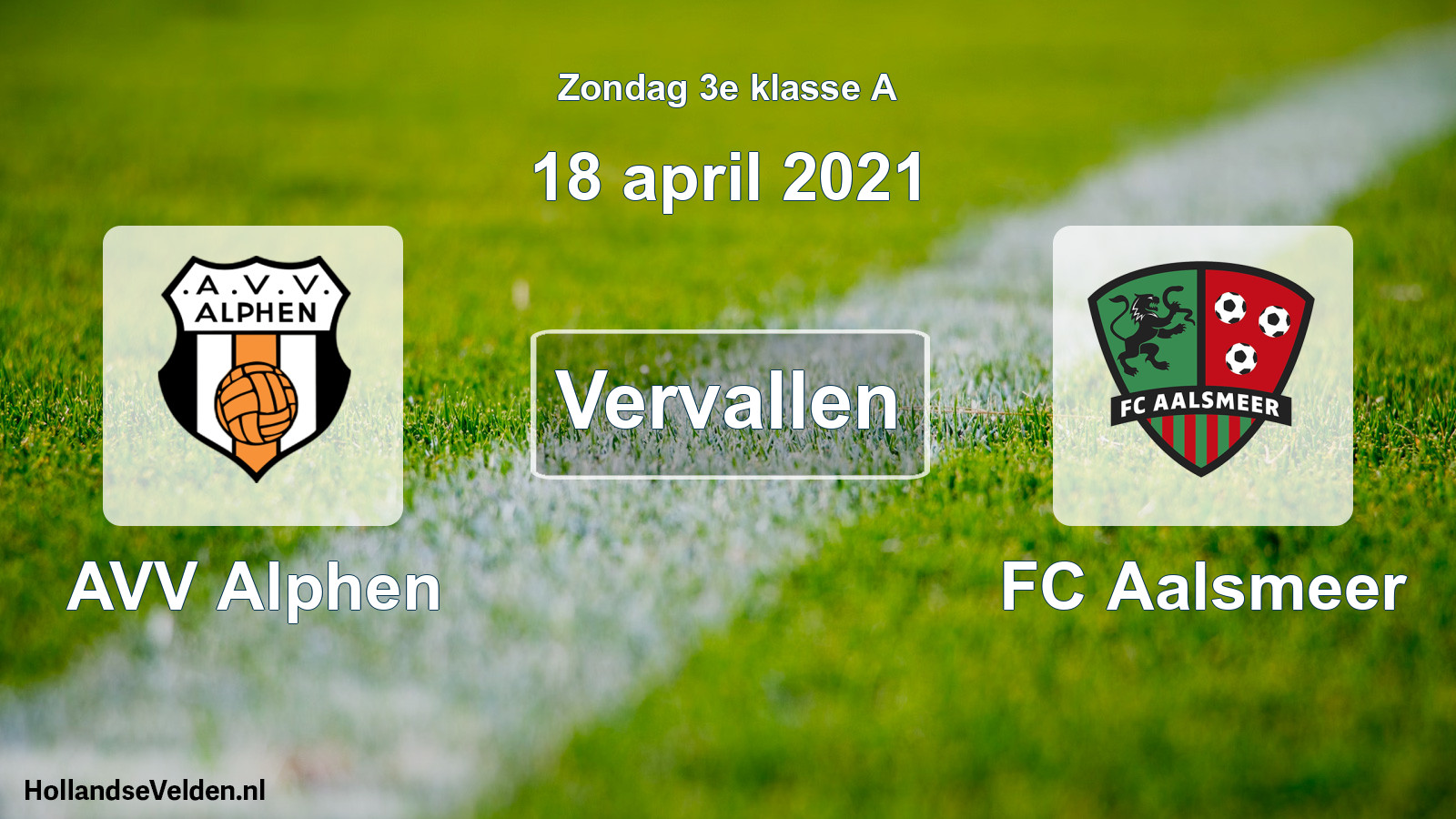 Scheduled Match: AVV Alphen - FC Aalsmeer (18 April 2021)