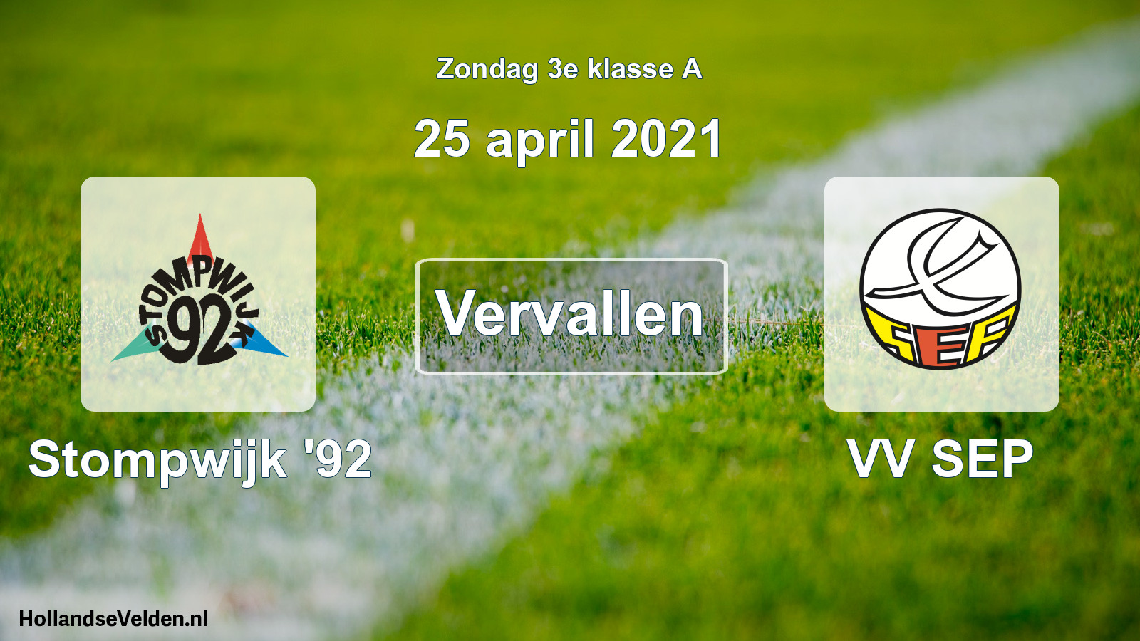 Scheduled Match: Stompwijk '92 - VV SEP (25 April 2021)