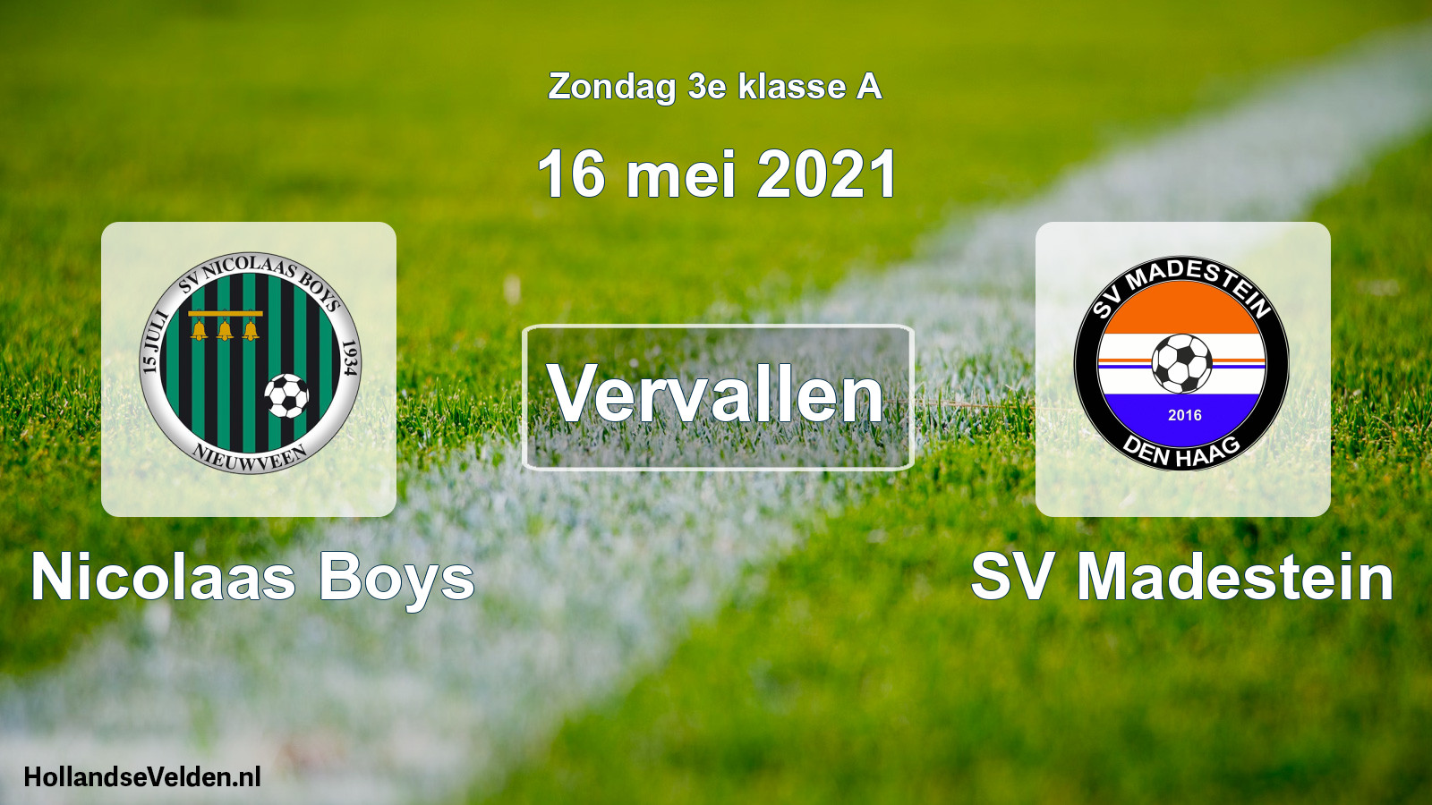 Scheduled Match: Nicolaas Boys - SV Madestein (16 May 2021)