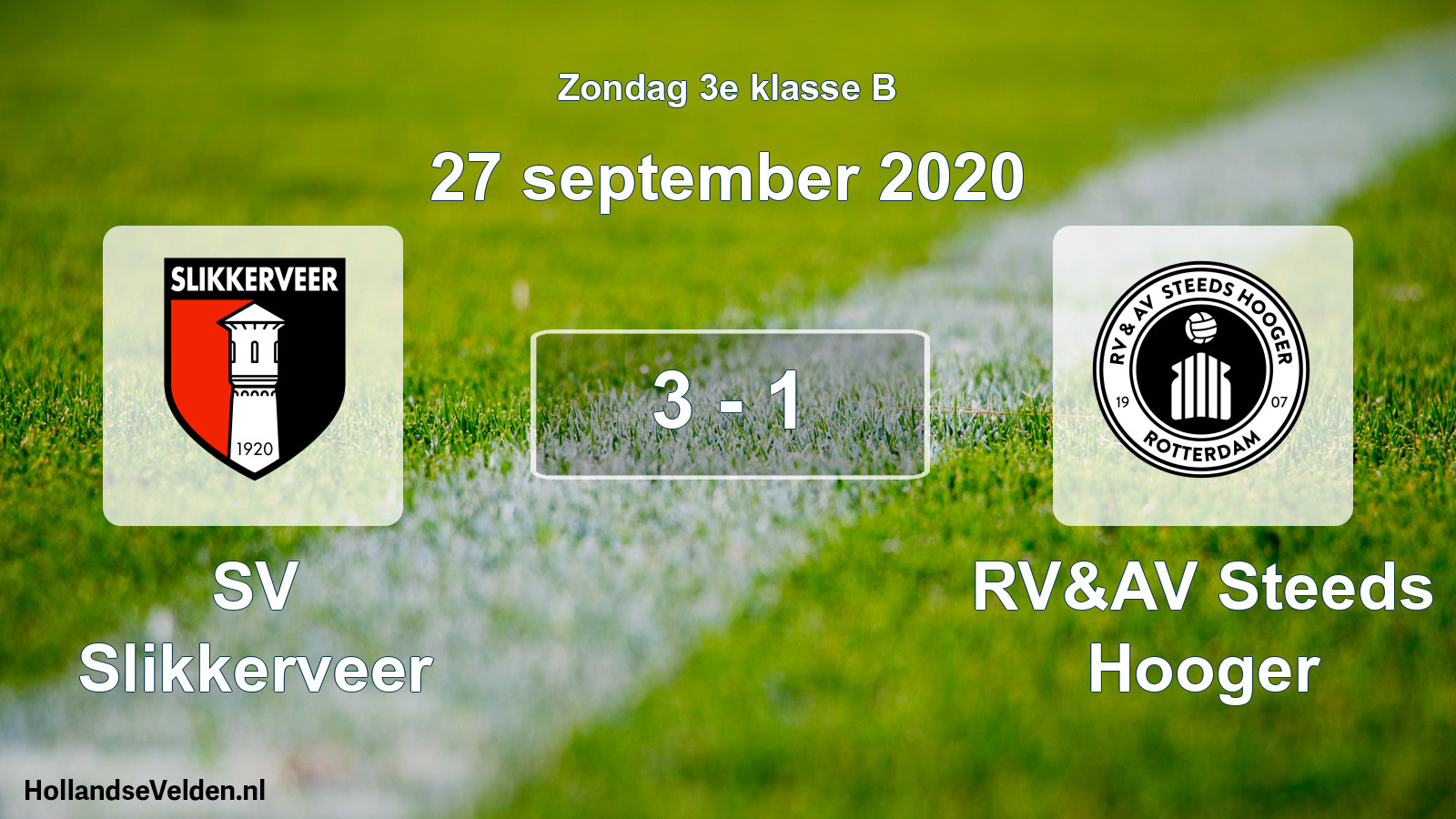 Total number of matches played: SV Slikkerveer - RV&AV Steeds Hooger 3 - 1 (27 September 2020)