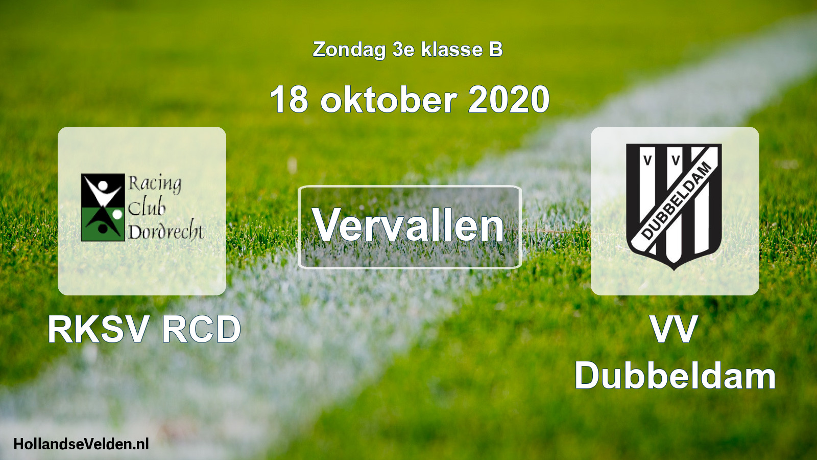 Scheduled Match: RKSV RCD - VV Dubbeldam (18 October 2020)