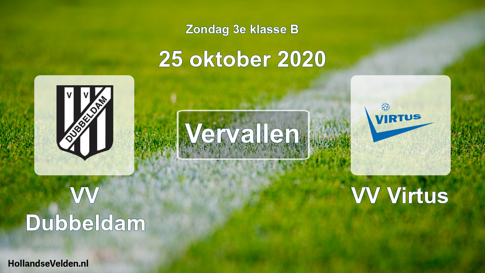 Scheduled Match: VV Dubbeldam - VV Virtus (25 October 2020)