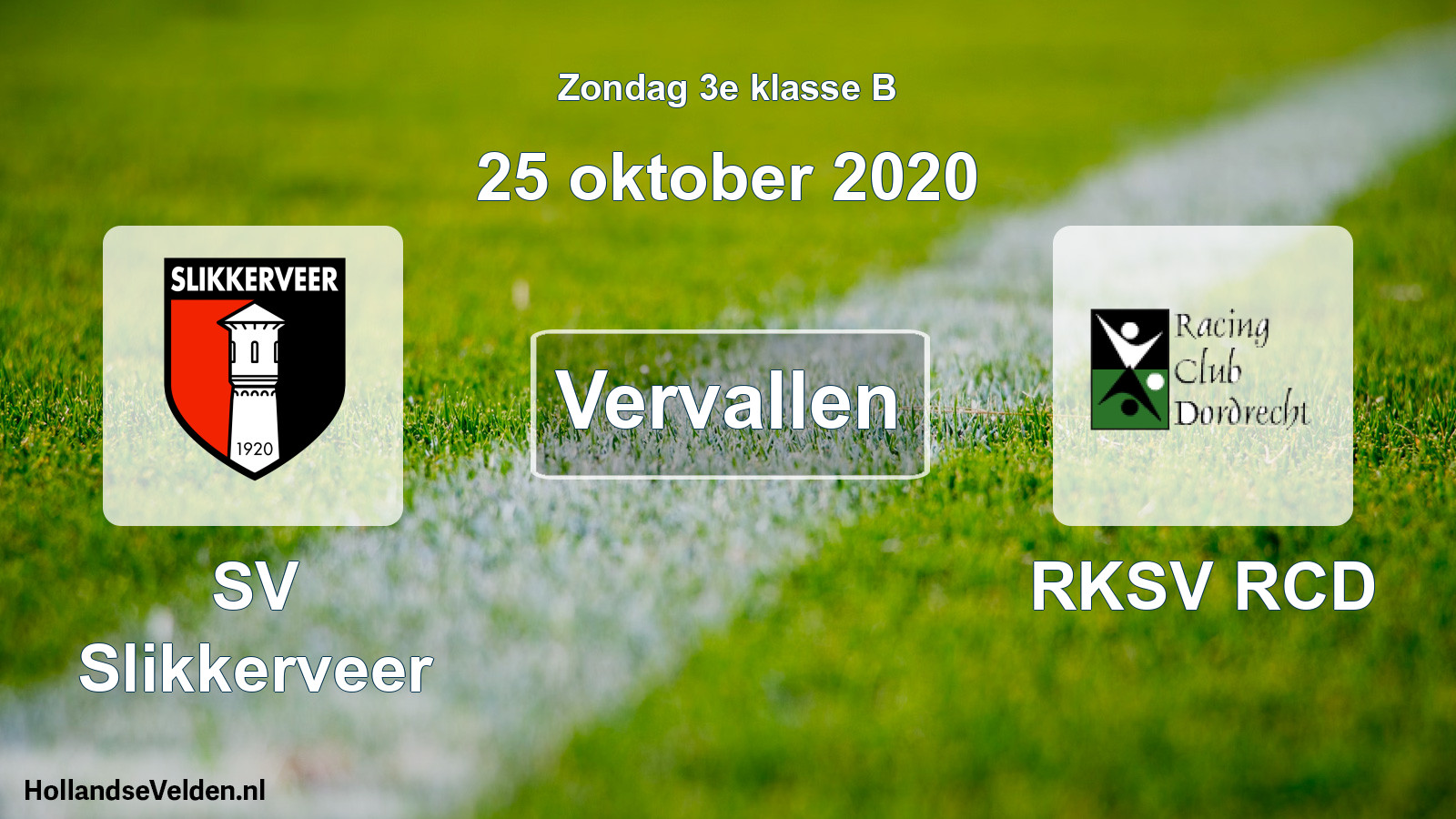 Scheduled Match: SV Slikkerveer - RKSV RCD (25 October 2020)