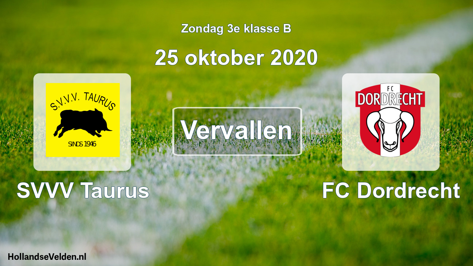 Scheduled Match: SVVV Taurus - FC Dordrecht (25 October 2020)