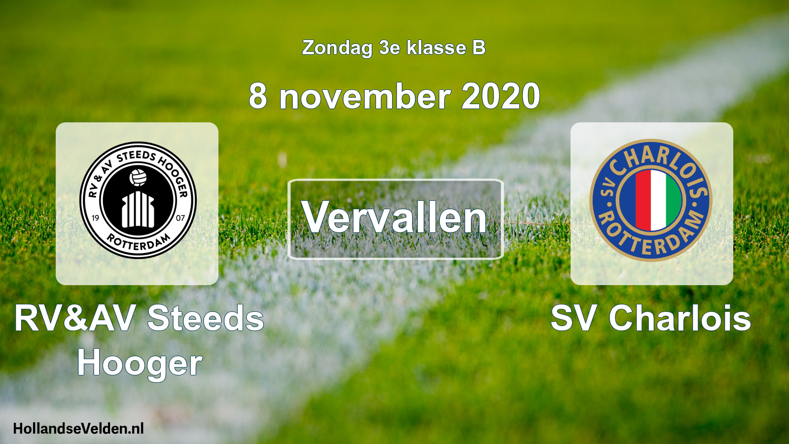 Scheduled Match: RV&AV Steeds Hooger - SV Charlois (8 November 2020)