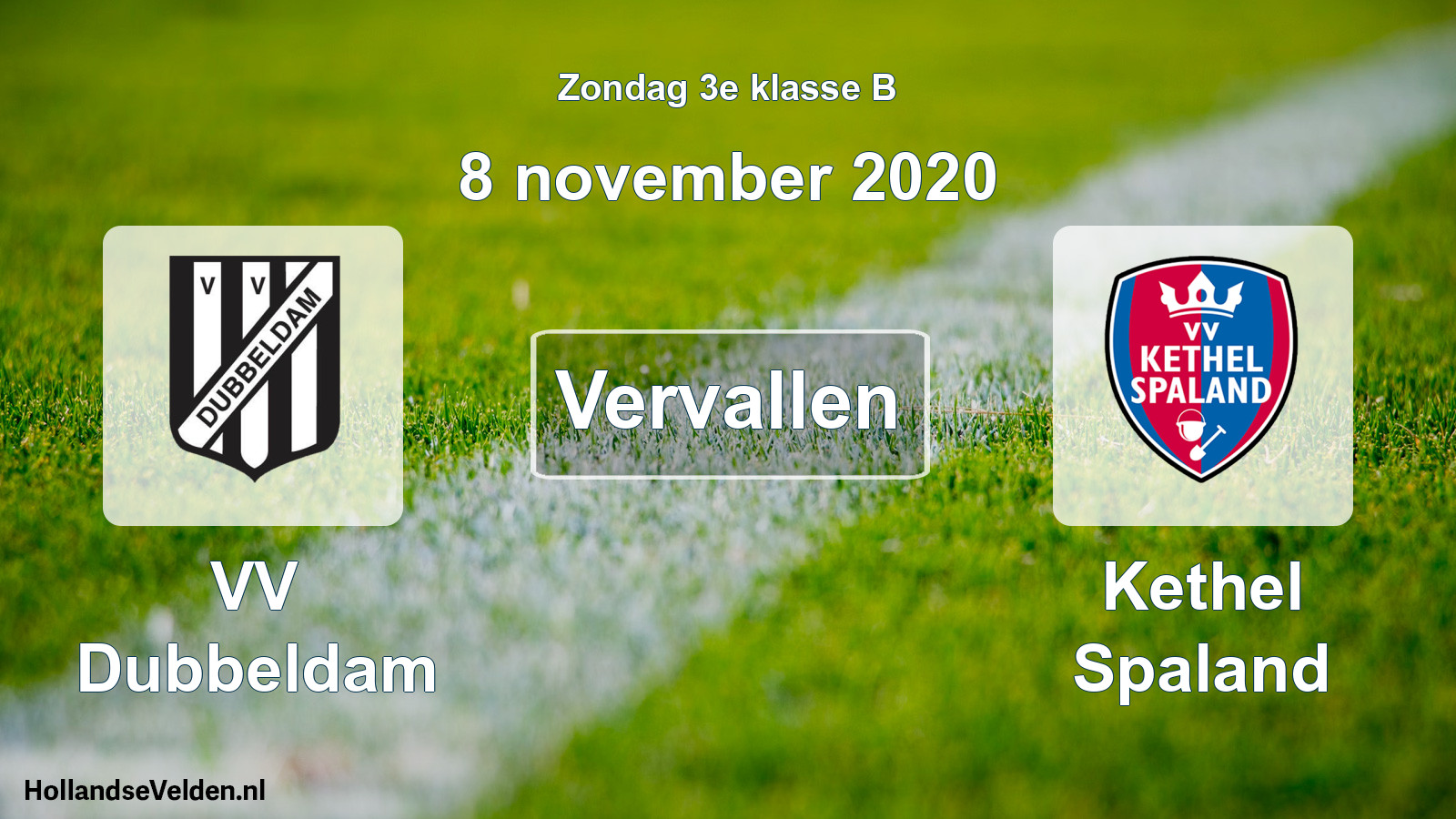 Scheduled Match: VV Dubbeldam - Kethel Spaland (8 November 2020)