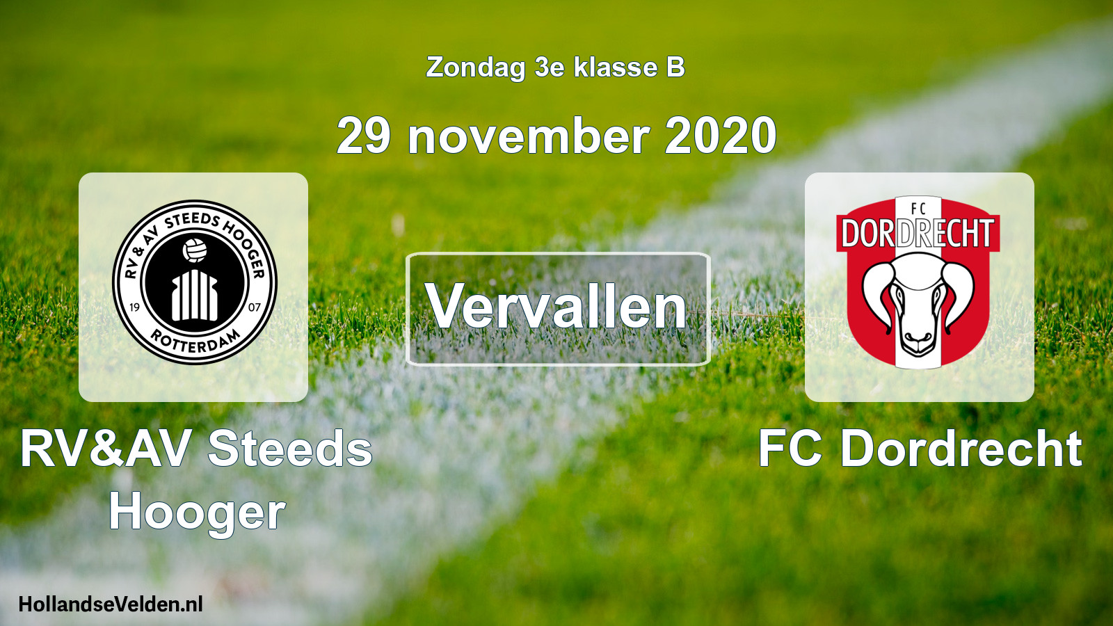 Scheduled Match: RV&AV Steeds Hooger - FC Dordrecht (29 November 2020)