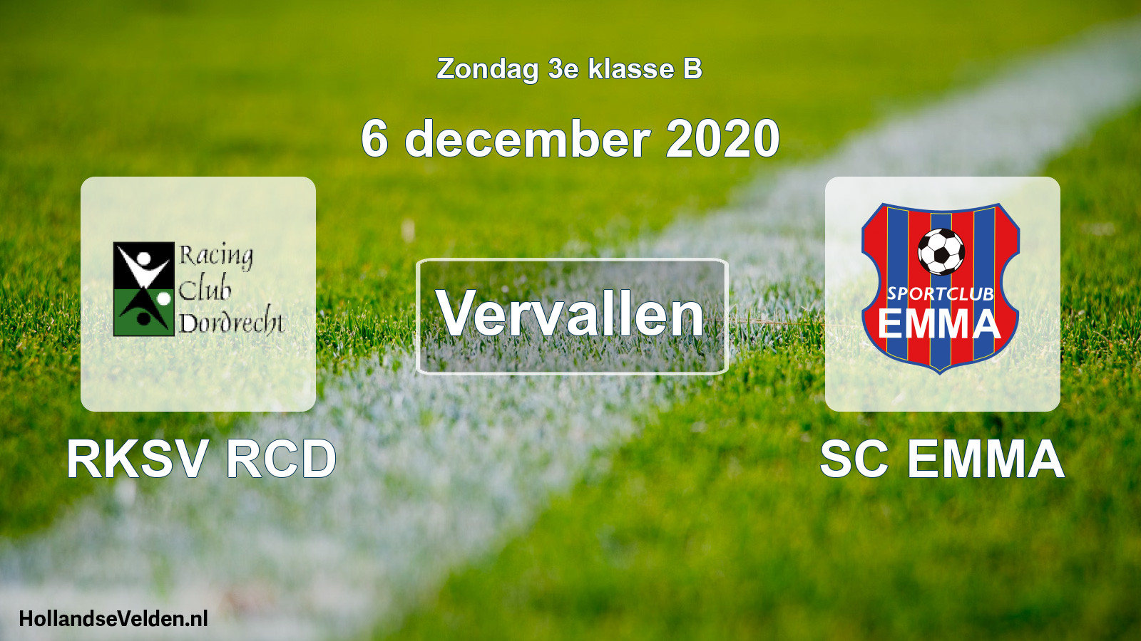 Scheduled Match: RKSV RCD - SC EMMA (6 December 2020)