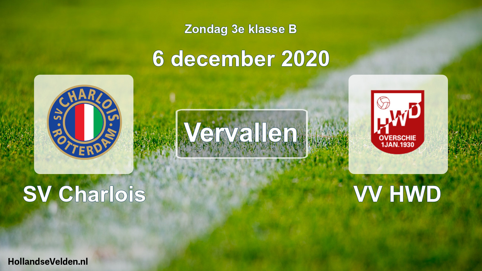 Scheduled Match: SV Charlois - VV HWD (6 December 2020)