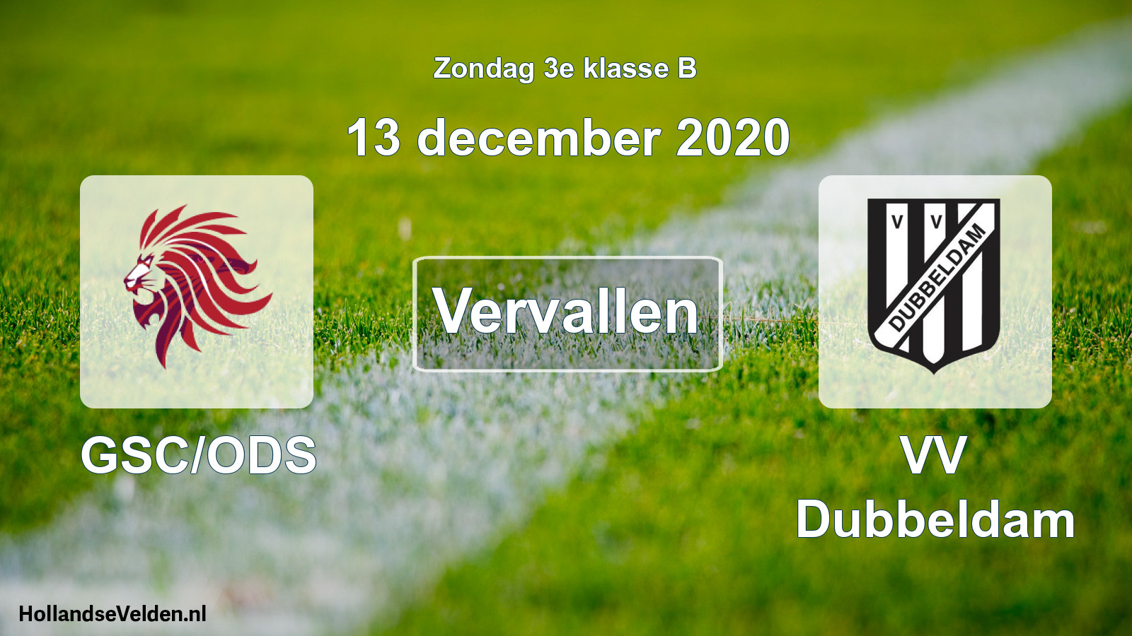 Scheduled Match: GSC/ODS - VV Dubbeldam (13 December 2020)