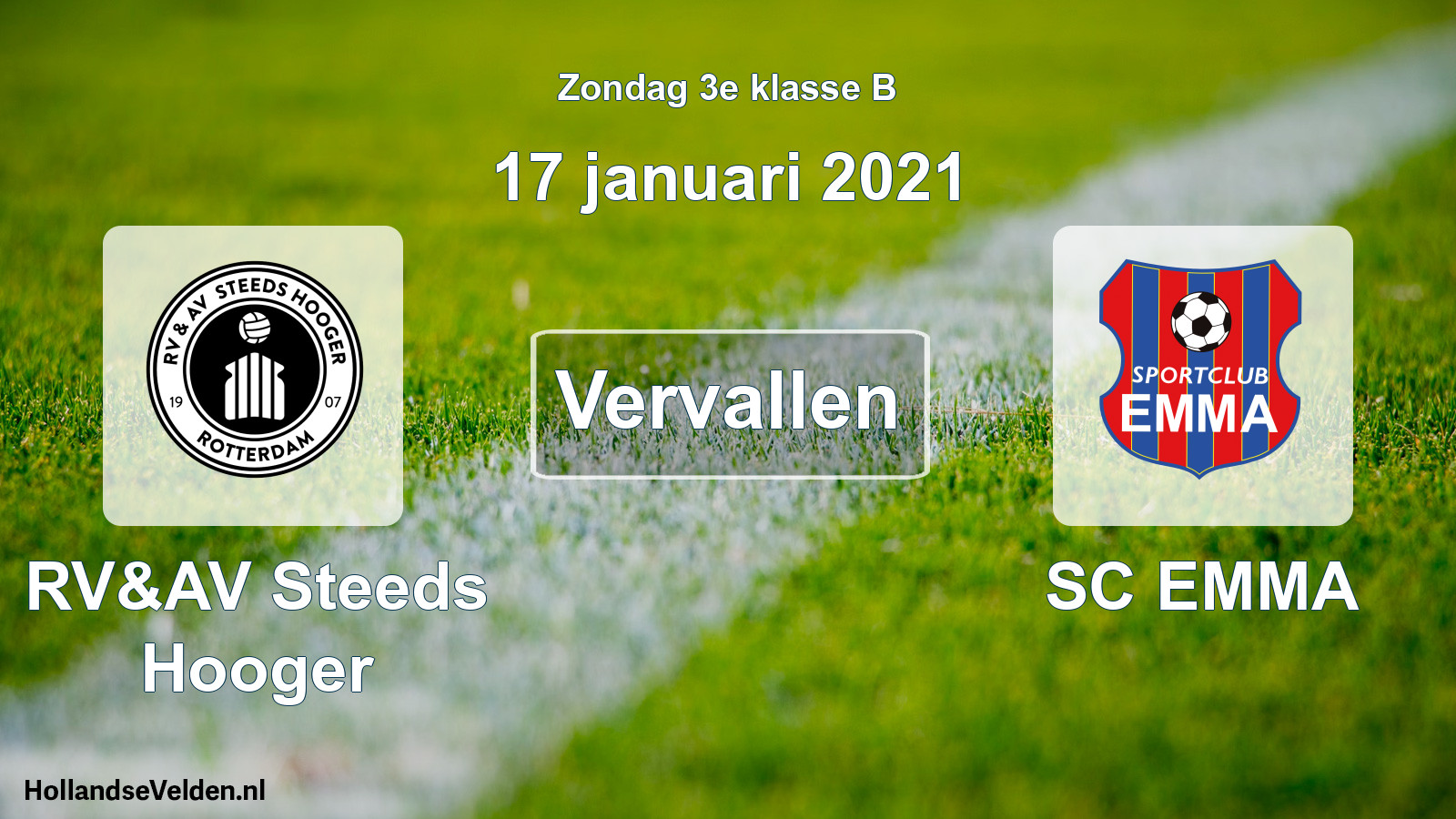 Scheduled Match: RV&AV Steeds Hooger - SC EMMA (17 January 2021)