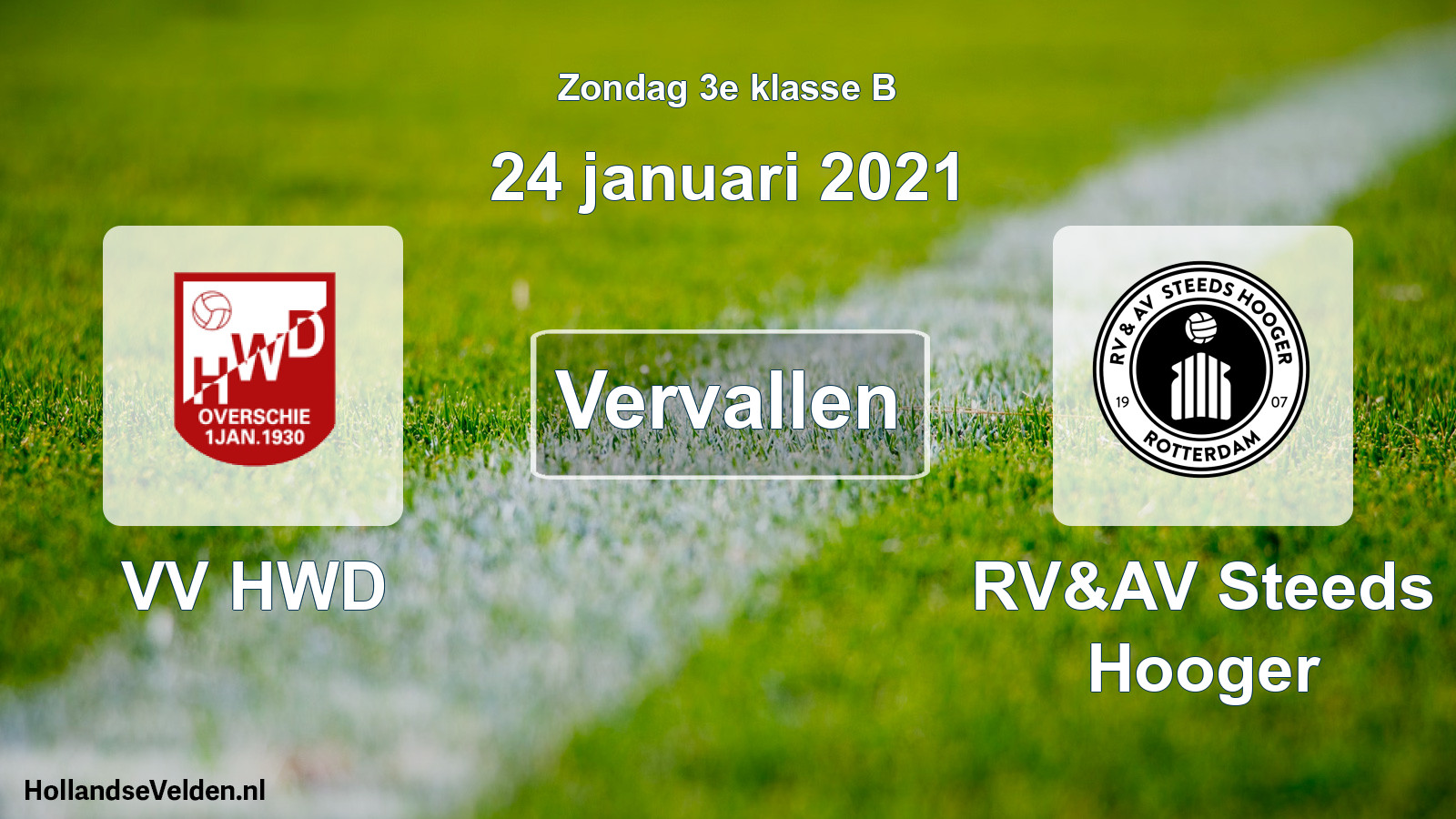 Scheduled Match: VV HWD - RV&AV Steeds Hooger (24 January 2021)