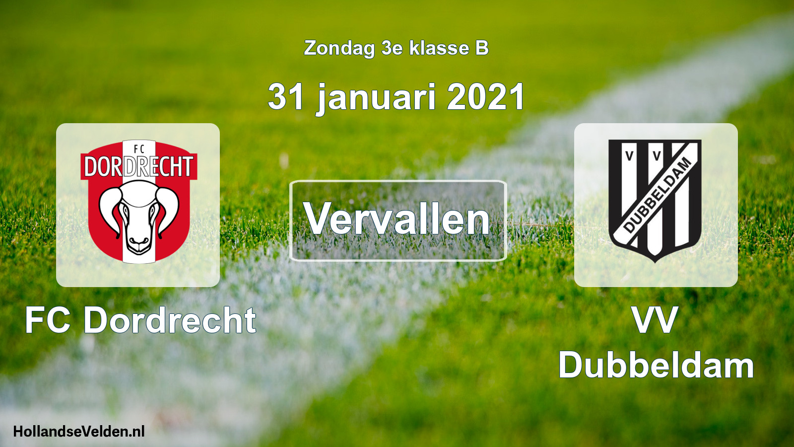 Scheduled Match: FC Dordrecht - VV Dubbeldam (31 January 2021)