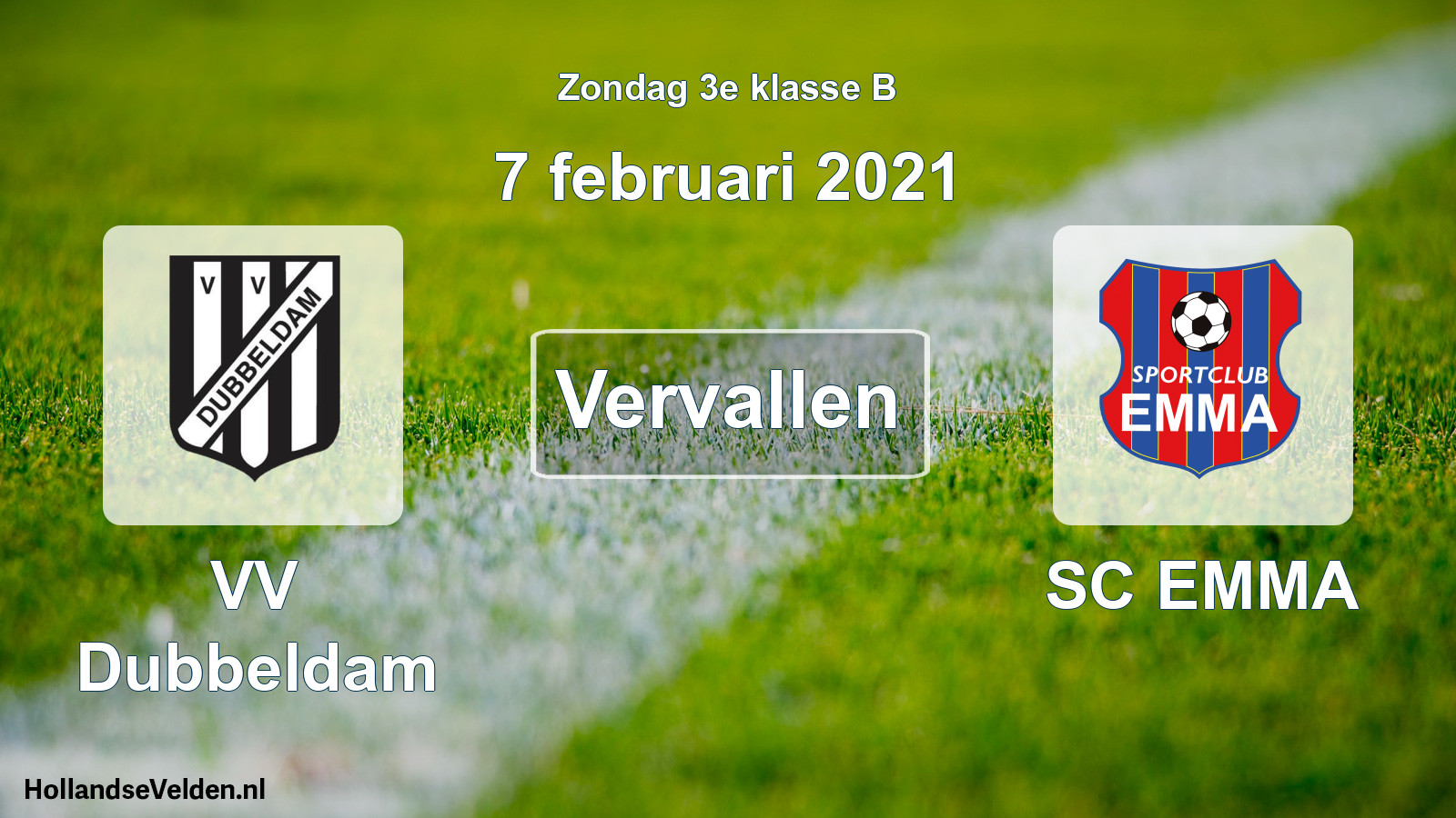 Scheduled Match: VV Dubbeldam - SC EMMA (7 February 2021)