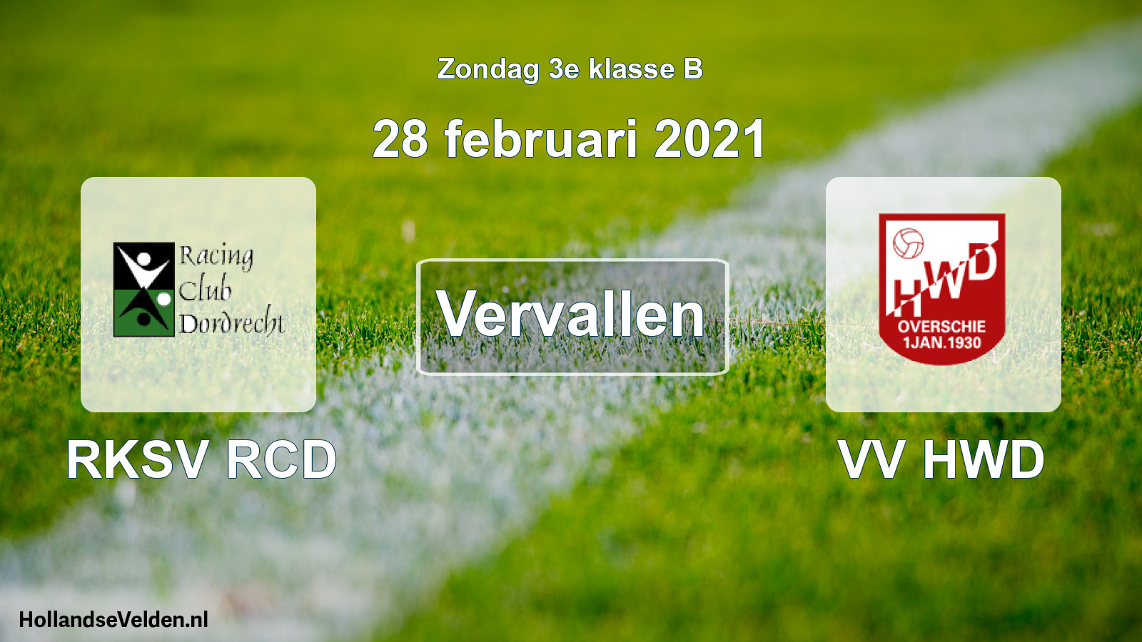Scheduled Match: RKSV RCD - VV HWD (28 February 2021)