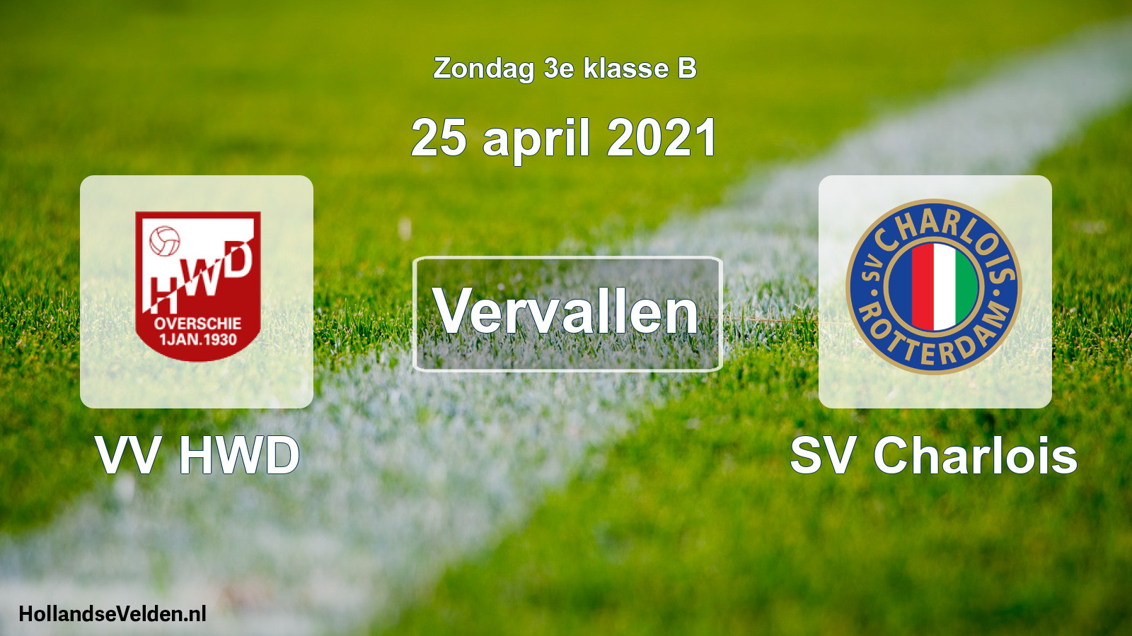 Scheduled Match: VV HWD - SV Charlois (25 April 2021)
