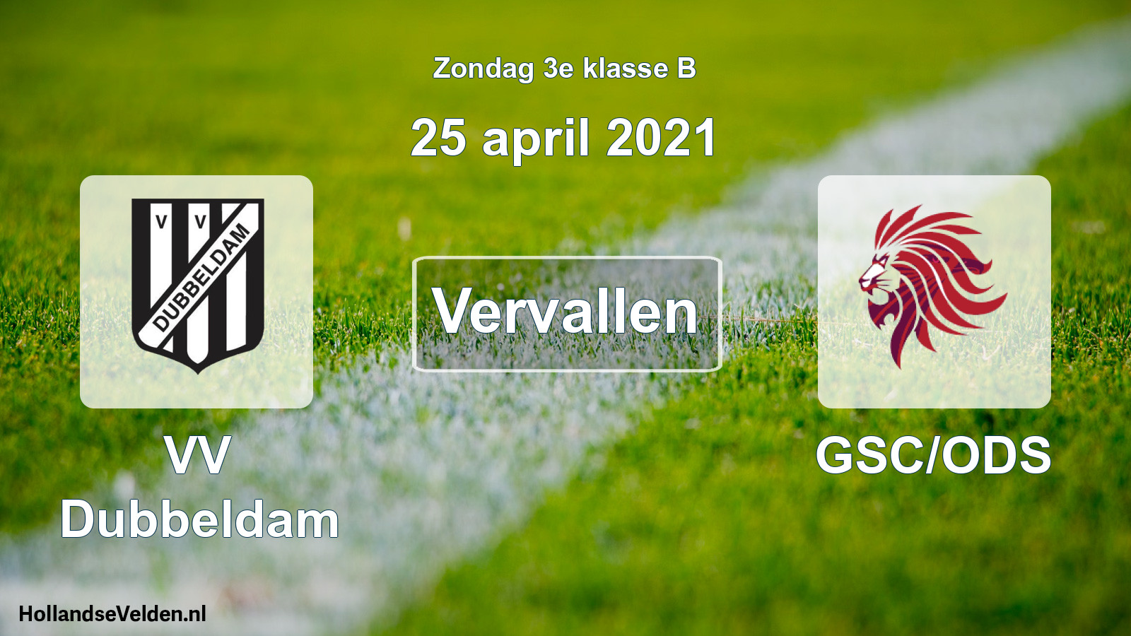 Scheduled Match: VV Dubbeldam - GSC/ODS (25 April 2021)