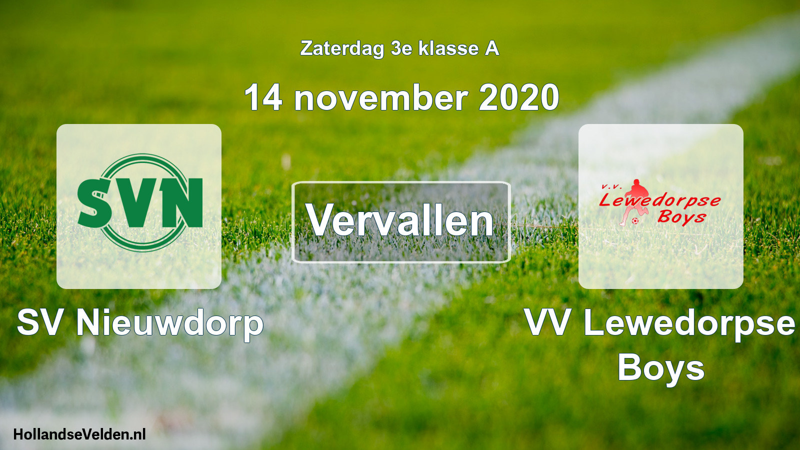 Scheduled Match: SV Nieuwdorp - VV Lewedorpse Boys (14 November 2020)