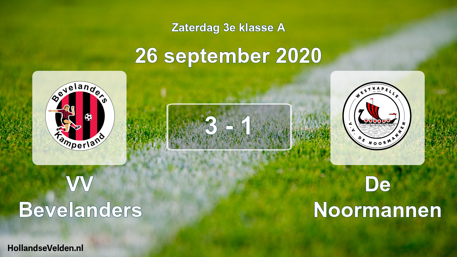 Total number of matches played: VV Bevelanders - De Noormannen 3 - 1 (26 September 2020)