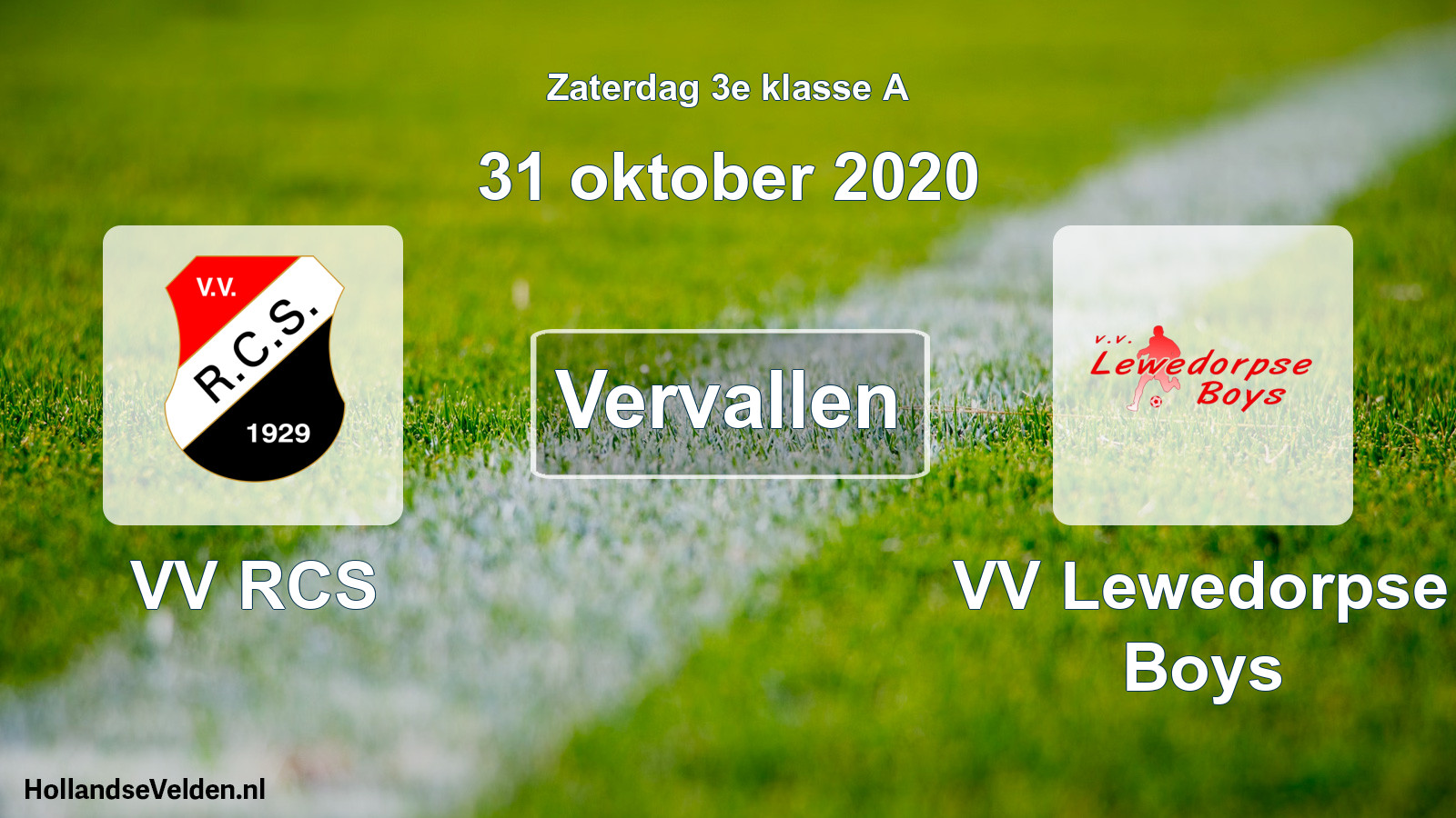 Scheduled Match: VV RCS - VV Lewedorpse Boys (31 October 2020)