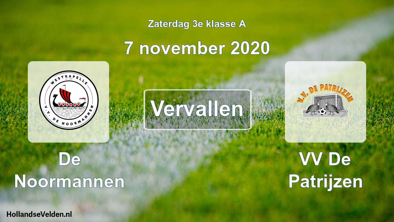 Scheduled Match: De Noormannen - VV De Patrijzen (7 November 2020)
