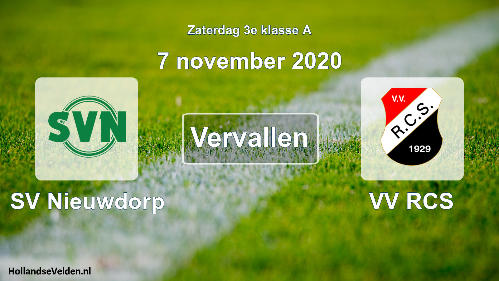 Scheduled Match: SV Nieuwdorp - VV RCS (7 November 2020)