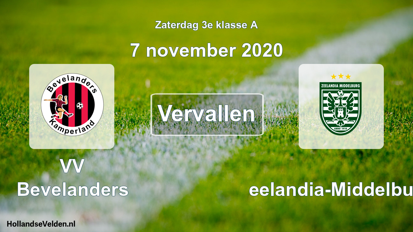 Scheduled Match: VV Bevelanders - Zeelandia-Middelburg (7 November 2020)