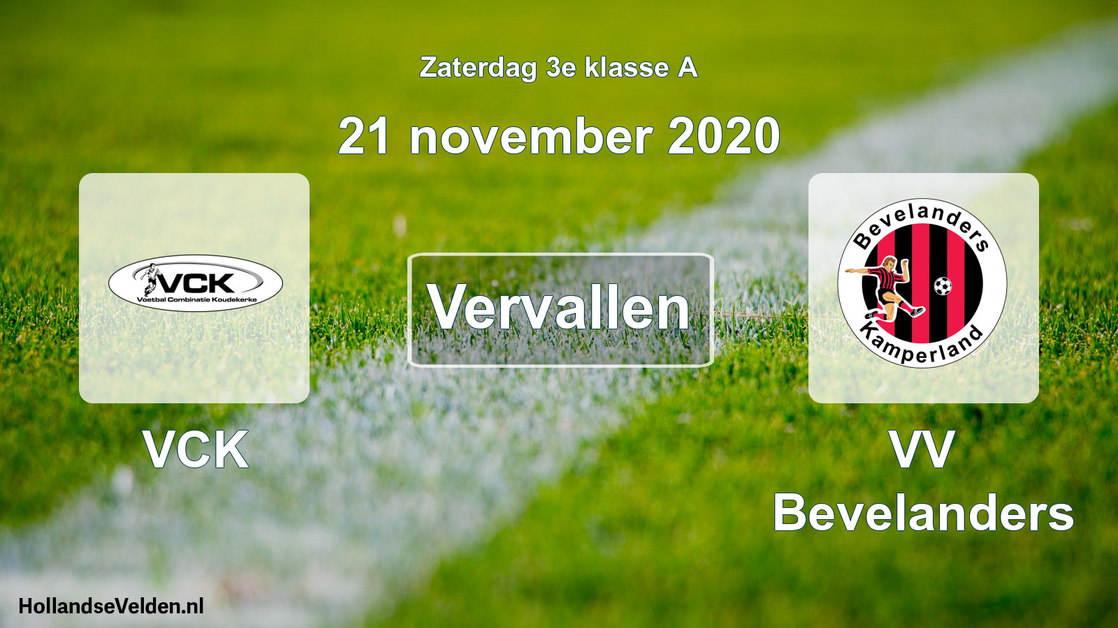 Scheduled Match: VCK - VV Bevelanders (21 November 2020)
