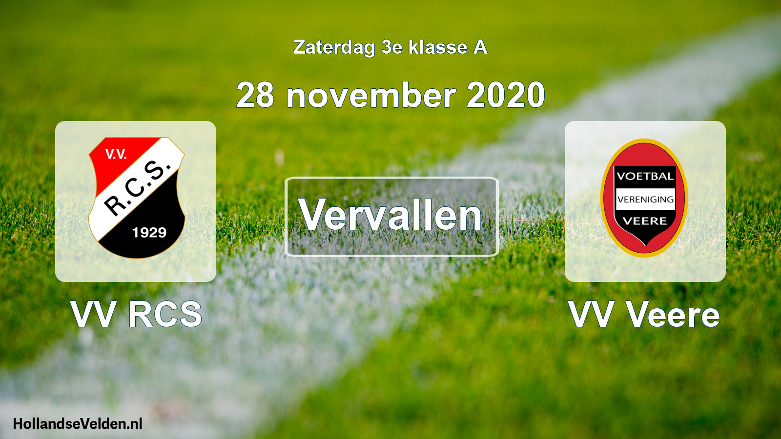 Scheduled Match: VV RCS - VV Veere (28 November 2020)