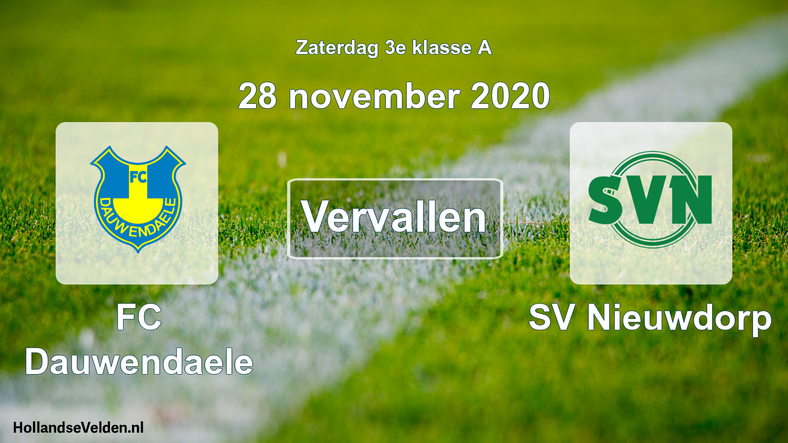 Scheduled Match: FC Dauwendaele - SV Nieuwdorp (28 November 2020)