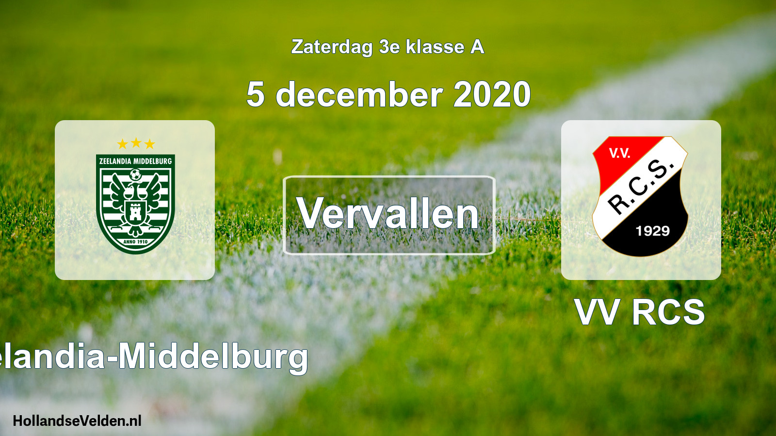 Scheduled Match: Zeelandia-Middelburg - VV RCS (5 December 2020)