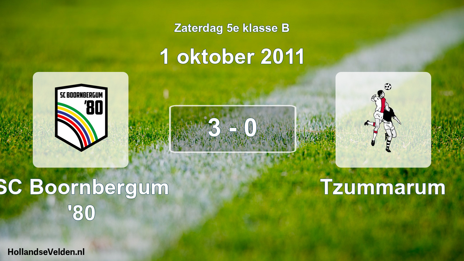 Total number of matches played: SC Boornbergum '80 - Tzummarum 3 - 0 (1 October 2011)
