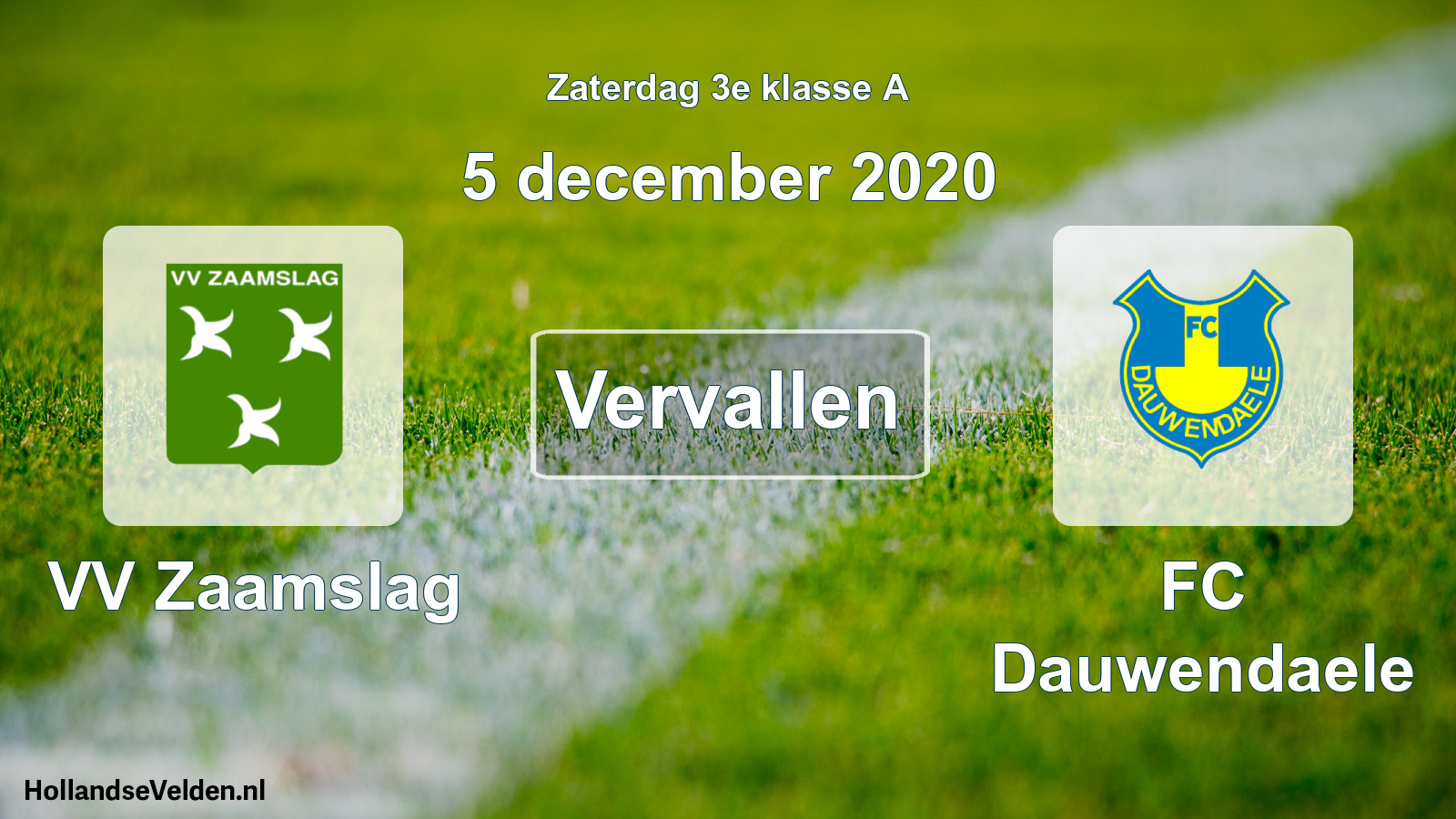 Scheduled Match: VV Zaamslag - FC Dauwendaele (5 December 2020)