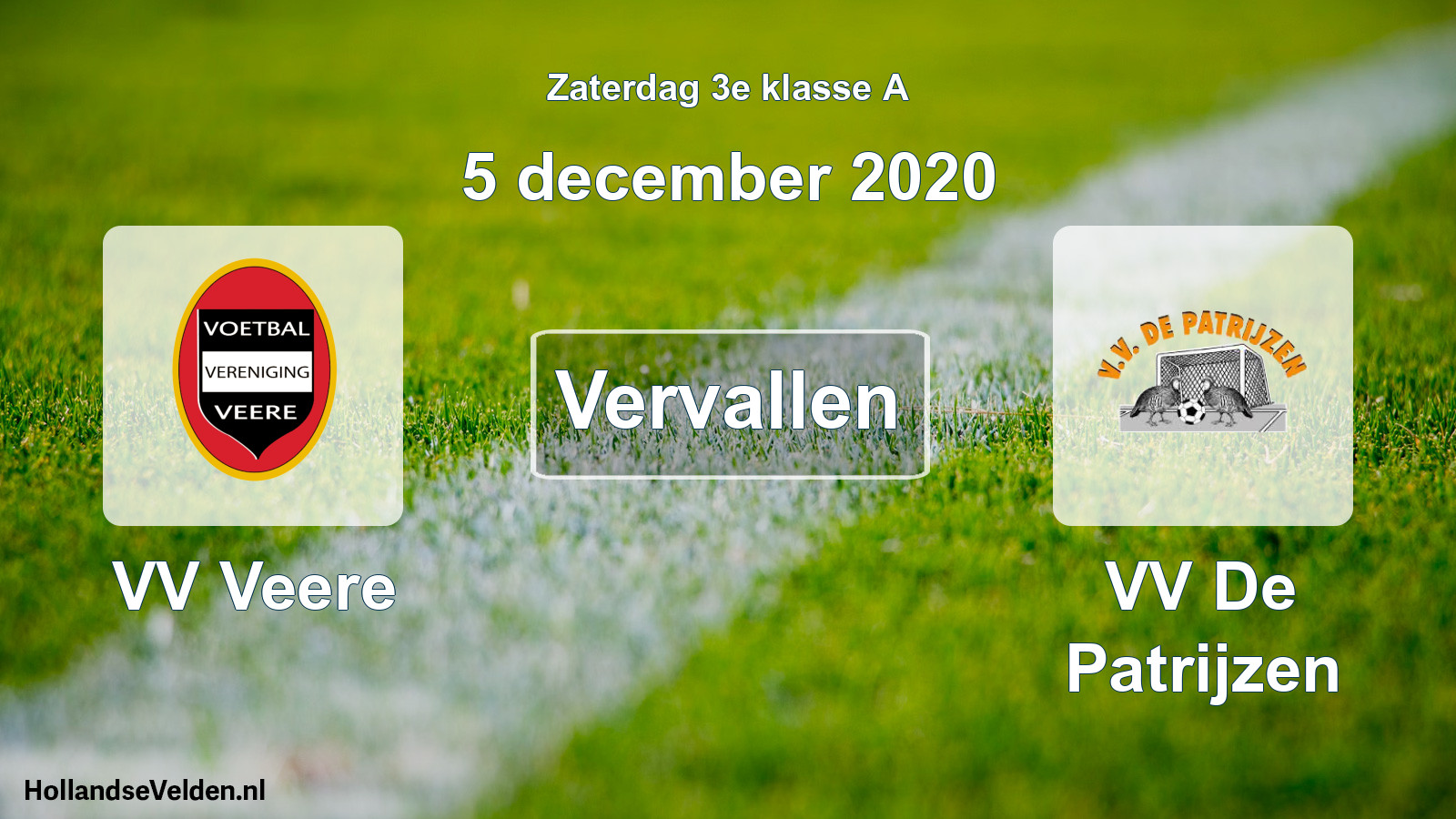 Scheduled Match: VV Veere - VV De Patrijzen (5 December 2020)