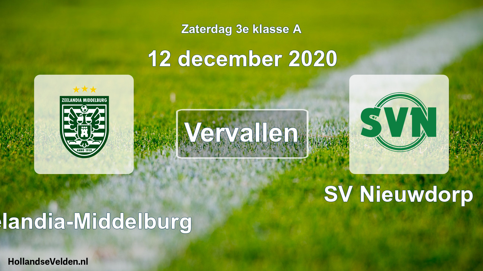 Scheduled Match: Zeelandia-Middelburg - SV Nieuwdorp (12 December 2020)