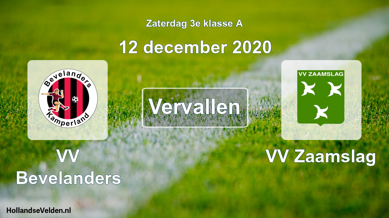 Scheduled Match: VV Bevelanders - VV Zaamslag (12 December 2020)