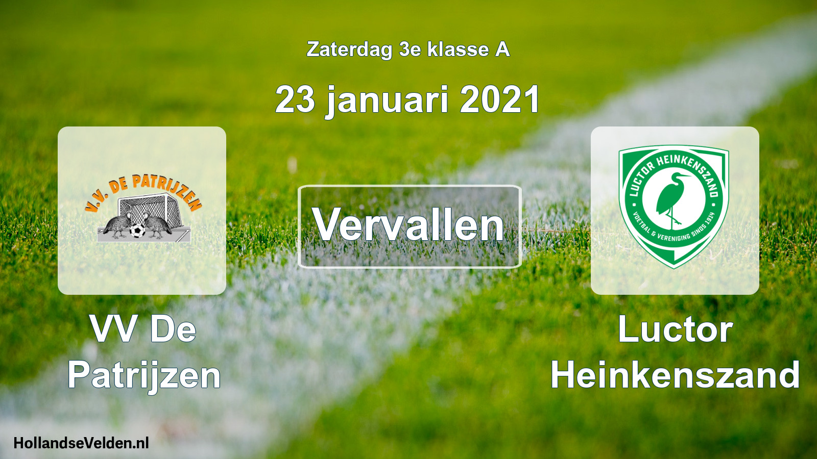 Scheduled Match: VV De Patrijzen - Luctor Heinkenszand (23 January 2021)