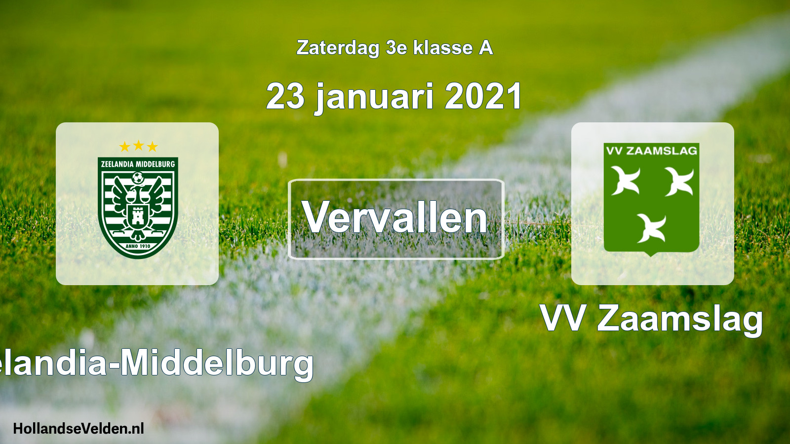 Scheduled Match: Zeelandia-Middelburg - VV Zaamslag (23 January 2021)