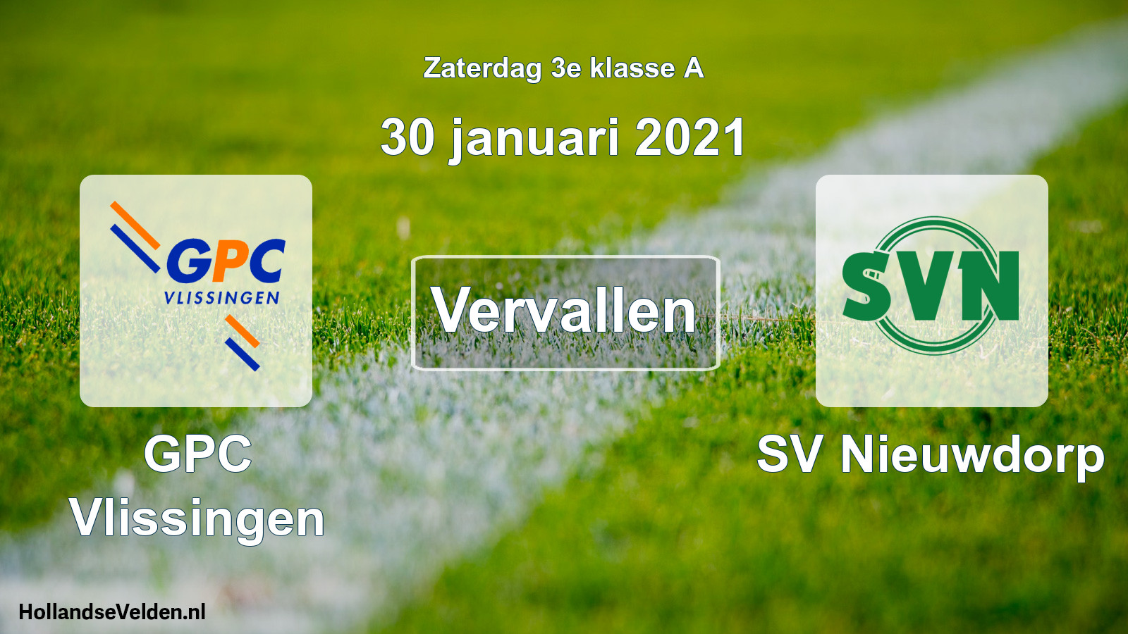 Scheduled Match: GPC Vlissingen - SV Nieuwdorp (30 January 2021)