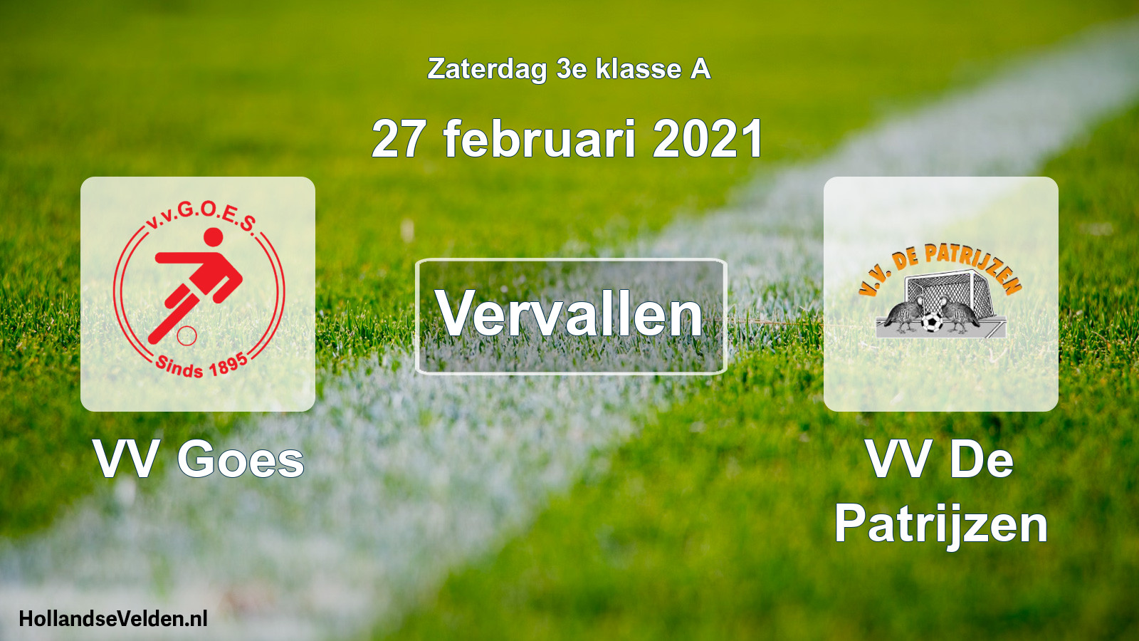 Scheduled Match: VV Goes - VV De Patrijzen (27 February 2021)
